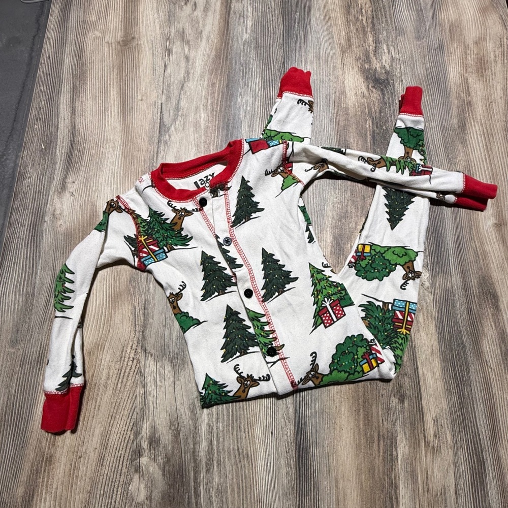 Lazy One Union Suit Reindeer Christmas Tree Print WhimsicaL
